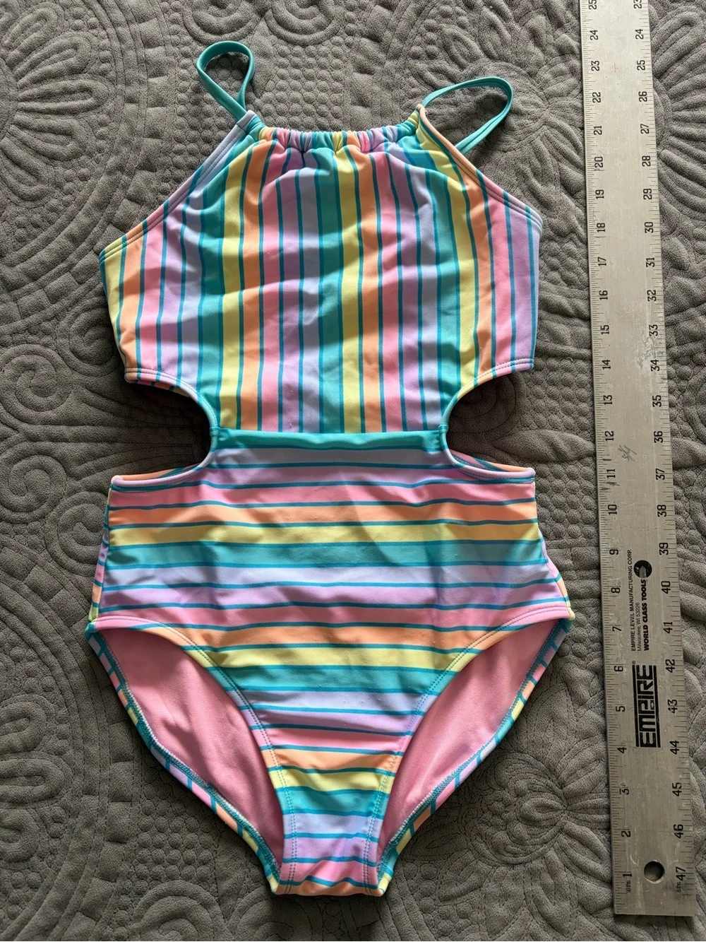 Cat & Jack Pastel Rainbow Stripe Cutout One-Piece Swimsuit